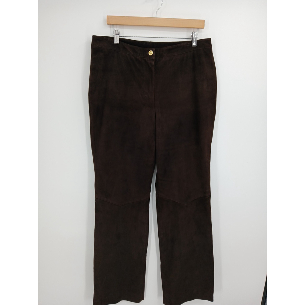 VINTAGE St. John Collection by Marie Gray Brown Suede Silk Lined Pants Size 14
